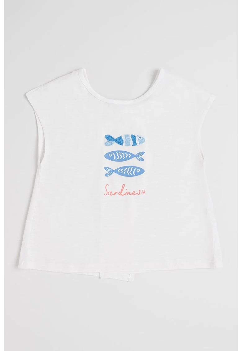 Tricou din bumbac cu imprimeu, Alb