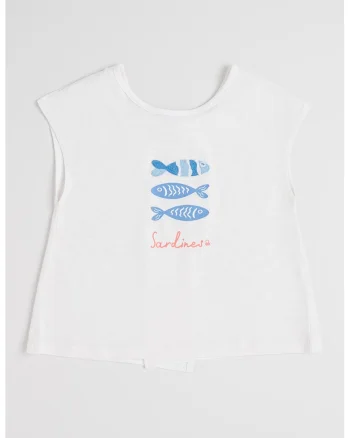 Tricou din bumbac cu imprimeu, Alb