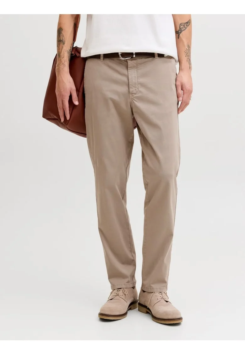 Pantaloni chino, barbati, Jpstollie Vance, Regular Fit, cu talie medie, Crem, L32