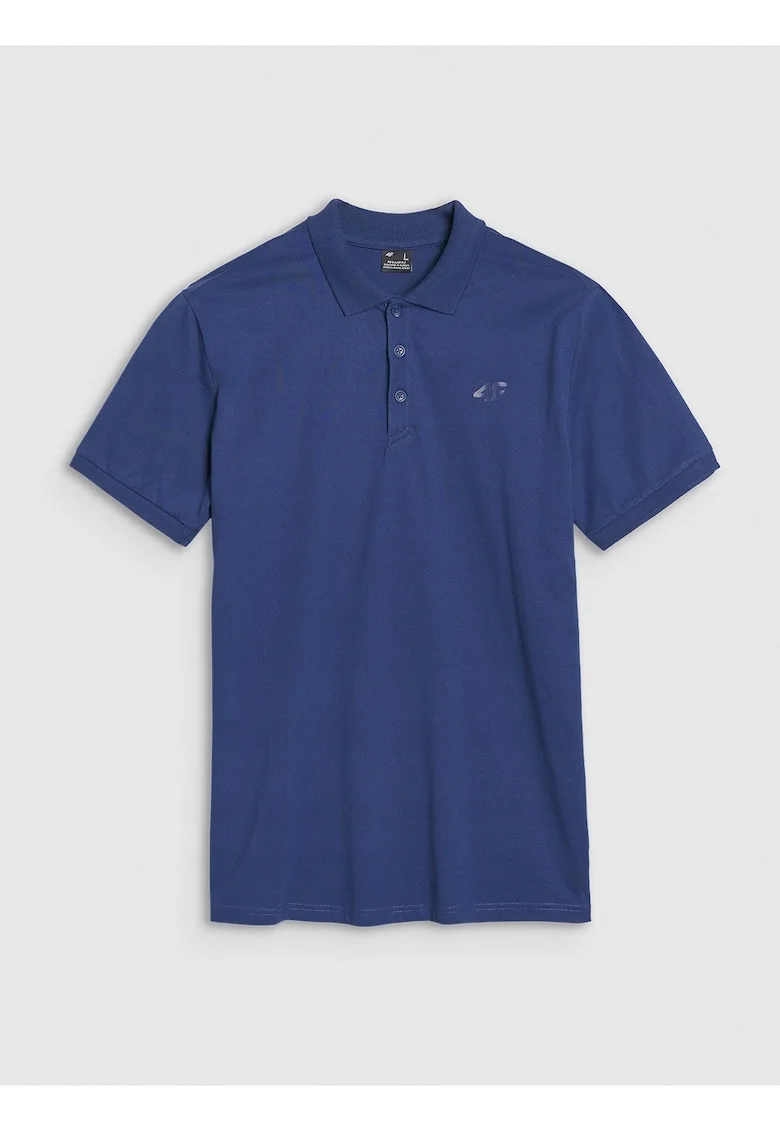 Tricou polo barbati  bumbac, albastru marin, croiala normala, guler clasic cu 3 nasturi