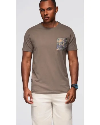 Tricou din bumbac cu buzunar imprimat  OM-TSPT-0227, Verde inchis