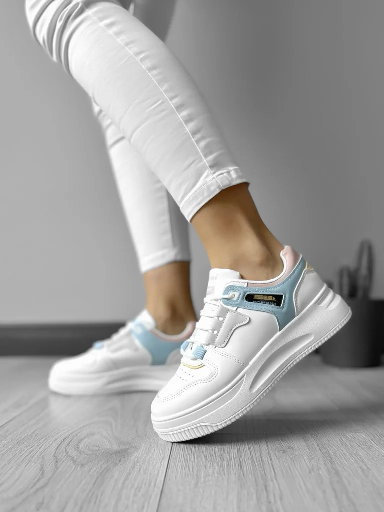 Adidasi dama casual cu talpa inalta  turcoaz CL2407 T3-2