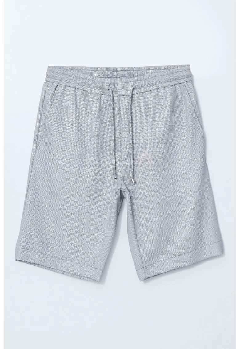 Bermude sport slim-fit cu talie ajustabila, Gri melange