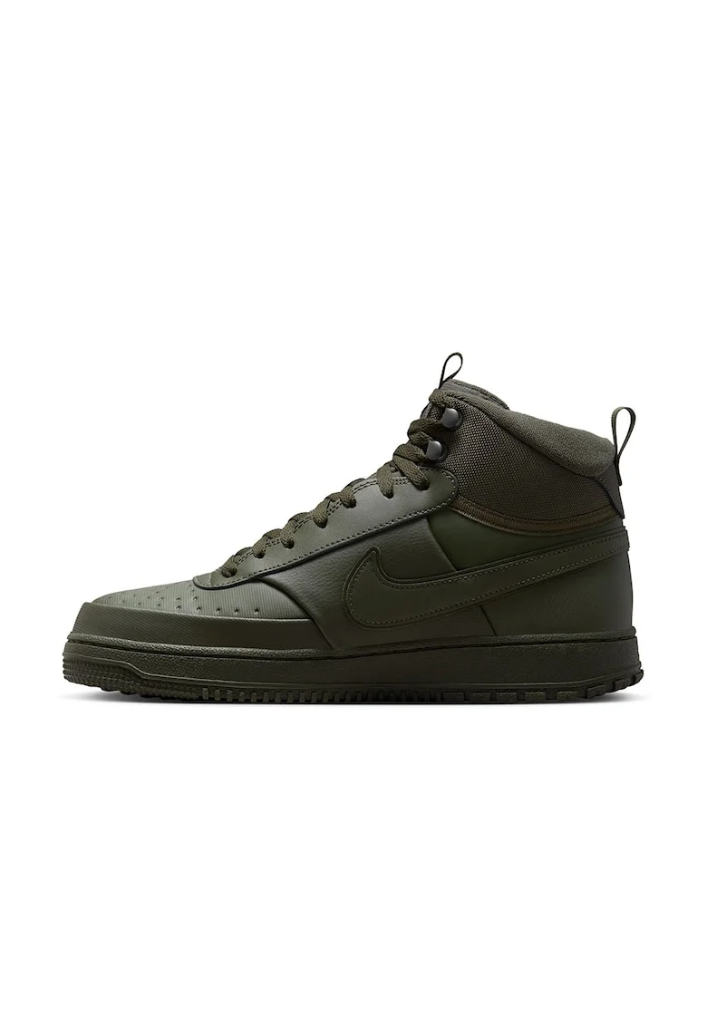 Pantofi sport mid-high cu insertii de piele Court Vision Mid WNTR, Kaki inchis