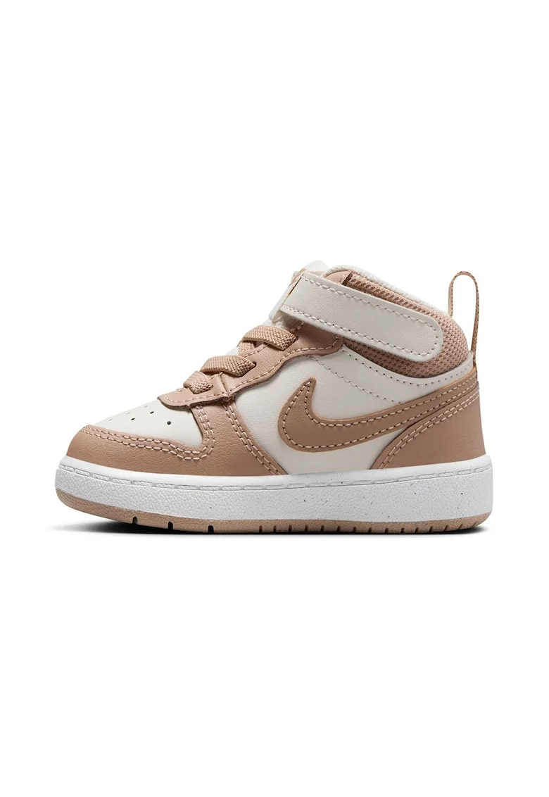 Pantofi sport cu garnituri din piele Court Borough, Maro deschis/Alb murdar