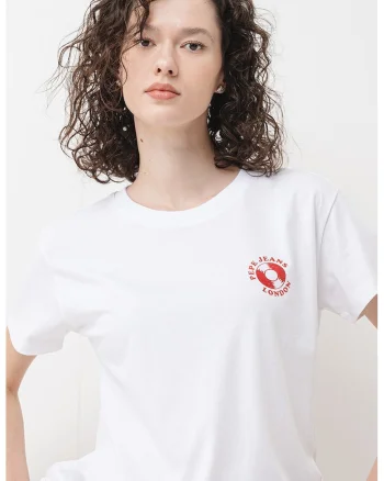 Tricou cu decolteu la baza gatului si design pe spate, Alb