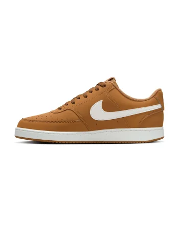Pantofi sport din piele si piele ecologica Court Vision, Alb/Caramel
