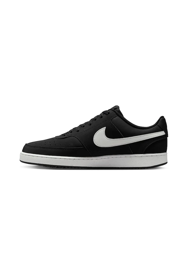 Pantofi sport din piele si piele ecologica Court Vision, Negru
