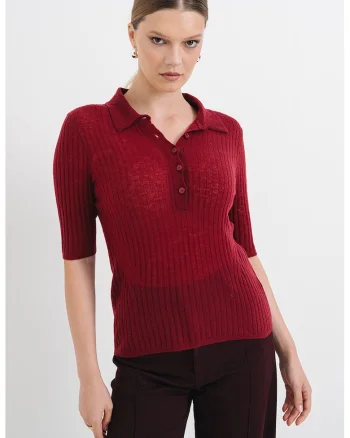 Pulover polo din amestec de lana virgina Fugano, Violet tyrian