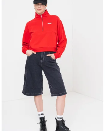 Bluza de trening cu guler inalt Dorata, Rosu