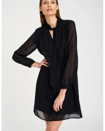 Rochie mini cu model geometric, Negru