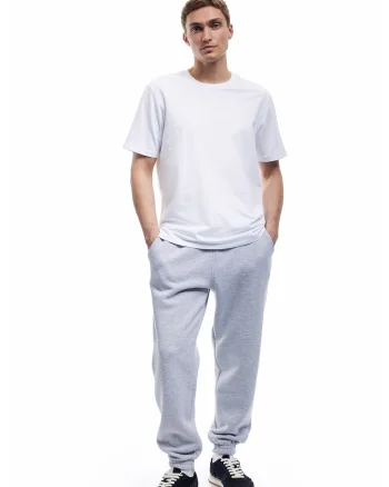Pantaloni de trening din amestec de bumbac cu buzunare laterale, Gri deschis