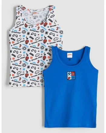 Set de top-uri cu imprimeu Spiderman- 2 piese, Rosu/Alb/Albastru royal