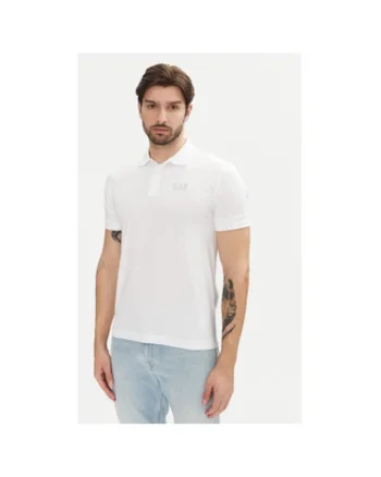 Tricou polo barbati  Emporio Armani, 8NPF14 PJVQZ, Bumbac, Alb, Alb