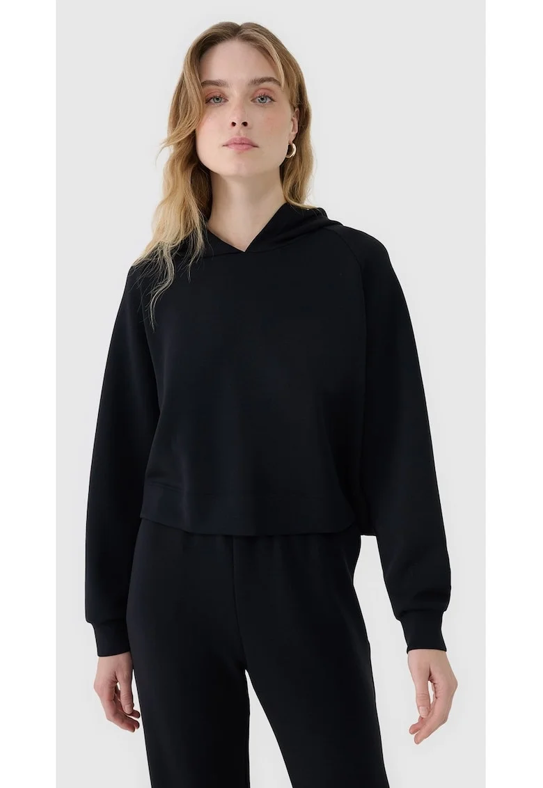 Hanorac dama  negru, modal, fara gluga, croiala normala