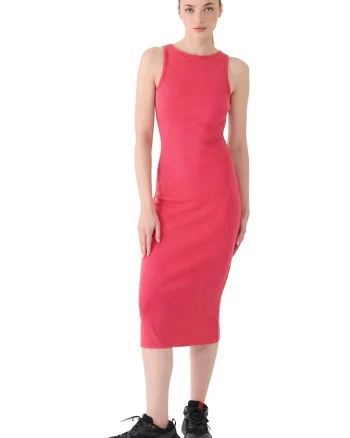 Rochie tricotata  pentru femei, roz, elastica, bumbac
