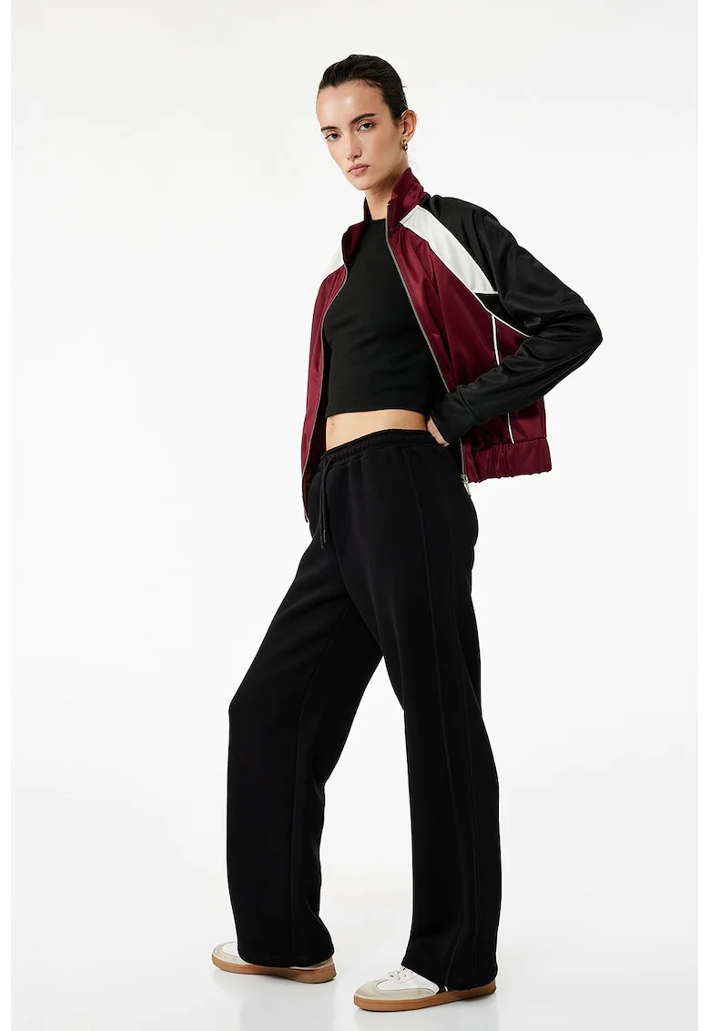 Pantaloni de trening drepti cu snur, Negru