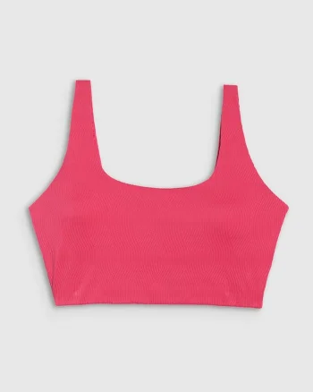 Costum de baie dama,  top, roz elastan