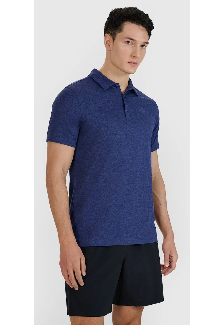 Tricou polo barbat  croiala normala, elastic, albastru marin, material sintetic