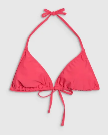 Top bikini  roz, elastic, cupe triunghiulare, sintetic