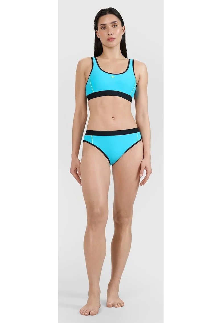 Costum de baie pentru femei,  bikini, elastic, albastru, material sintetic