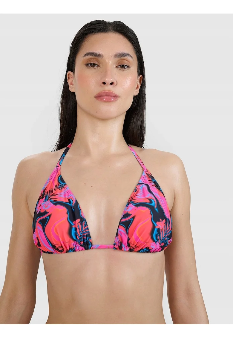 Top bikini  croiala halter, cupe triunghiulare, material sintetic