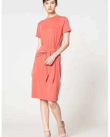 Rochie midi din amestec de modal cu cordan, Coral