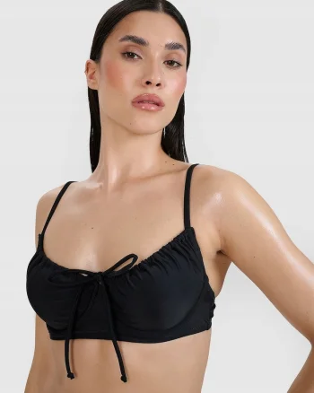 Top de baie dama,  bikini, sintetic, negru