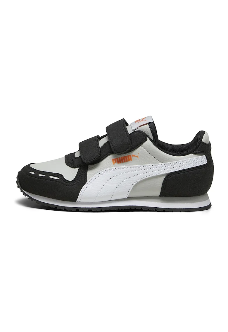 Pantofi sport Cabana Racer SL 20 de piele ecologica cu inchidere velcro, Negru/Gri deschis/Alb murdar