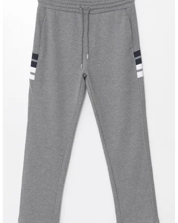 Pantaloni de trening cu talie ajustabila, Alb/Negru/Gri melange