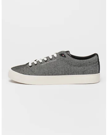 Pantofi sport din in cu logo, Negru melange