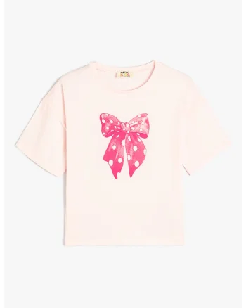 Tricou din bumbac cu imprimeu grafic, Roz pal
