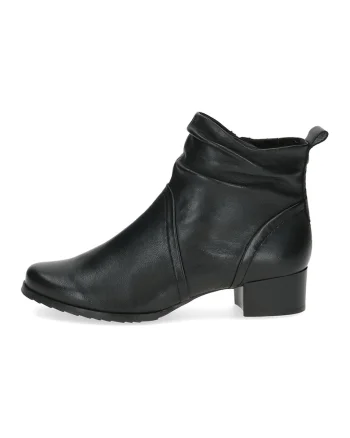 Botine din piele cu fermoar, Negru
