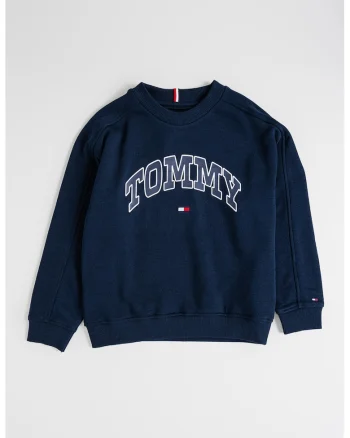 Bluza de trening cu logo si decolteu la baza gatului, Bleumarin