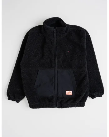 Bluza de trening cu fermoar si buzunare, Negru
