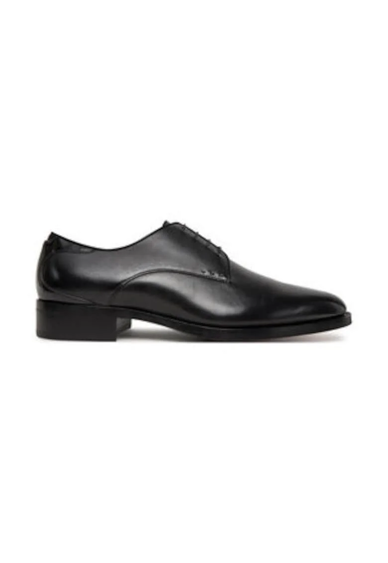 Pantofi barbatesti,  piele naturala, negru, inchidere cu sireturi,