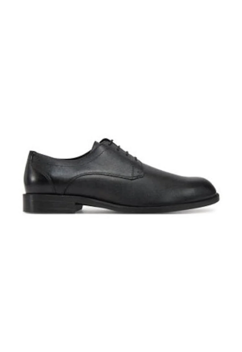 Pantofi barbatesti,  piele naturala, negru, inchidere cu sireturi,