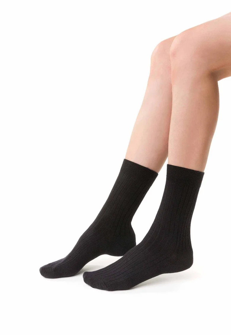 Sosete din lana merino fara compresie negru 35/37