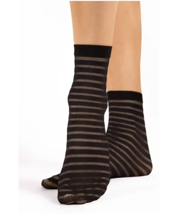 Sosete scurte  Izzy 20 Den, negre, one size, cu dungi