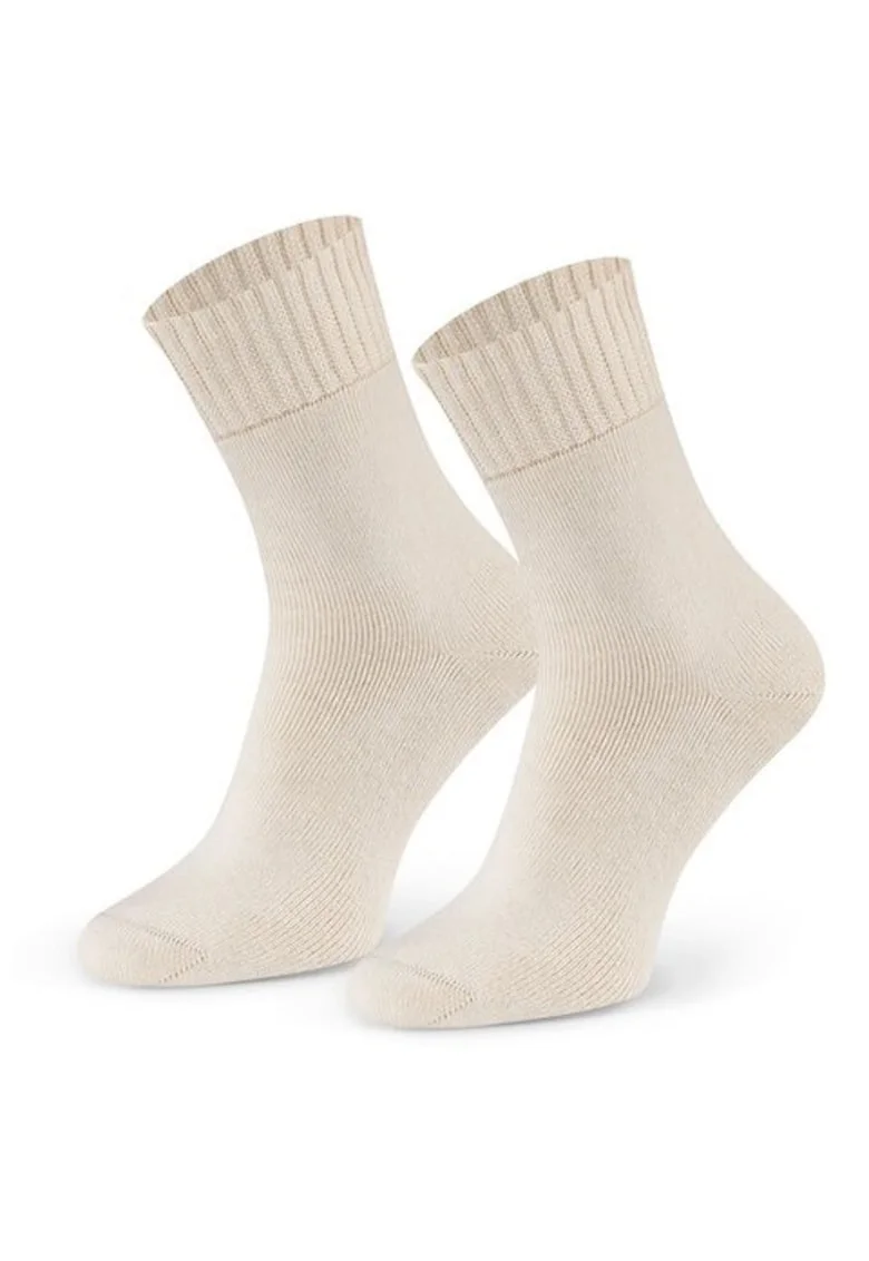 Sosete flausate bumbac 100% in culoare naturala  S199, Ecru