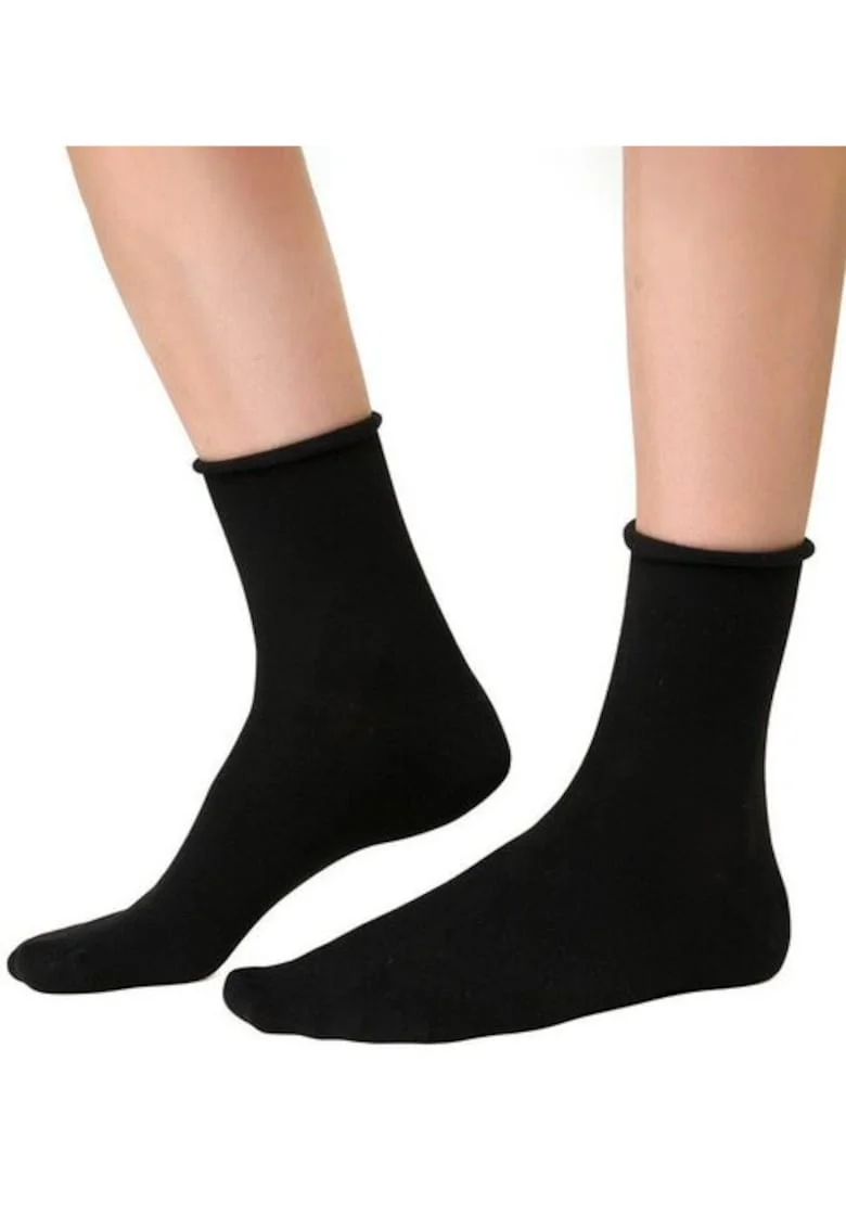 Sosete cu casmir si margine intoarsa  S083, Negru