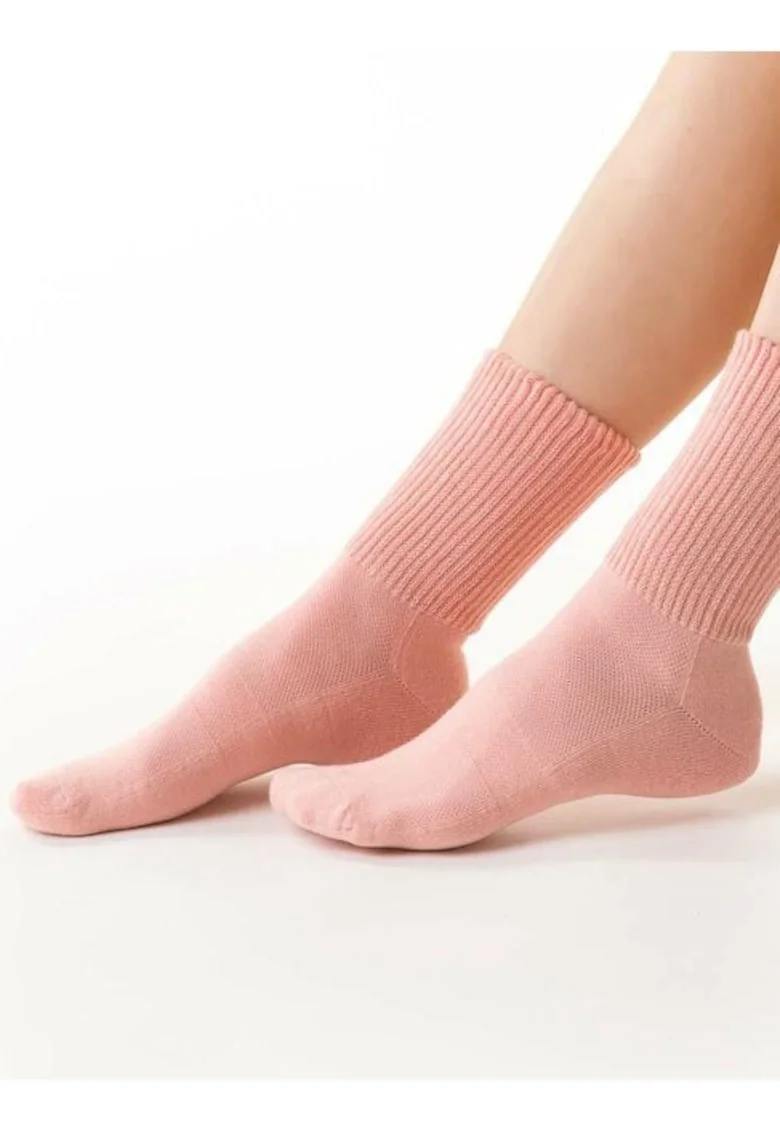Sosete sport cu talpa flausata  S127, Roz pal