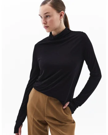 Bluza uni din amestec de lana, Negru
