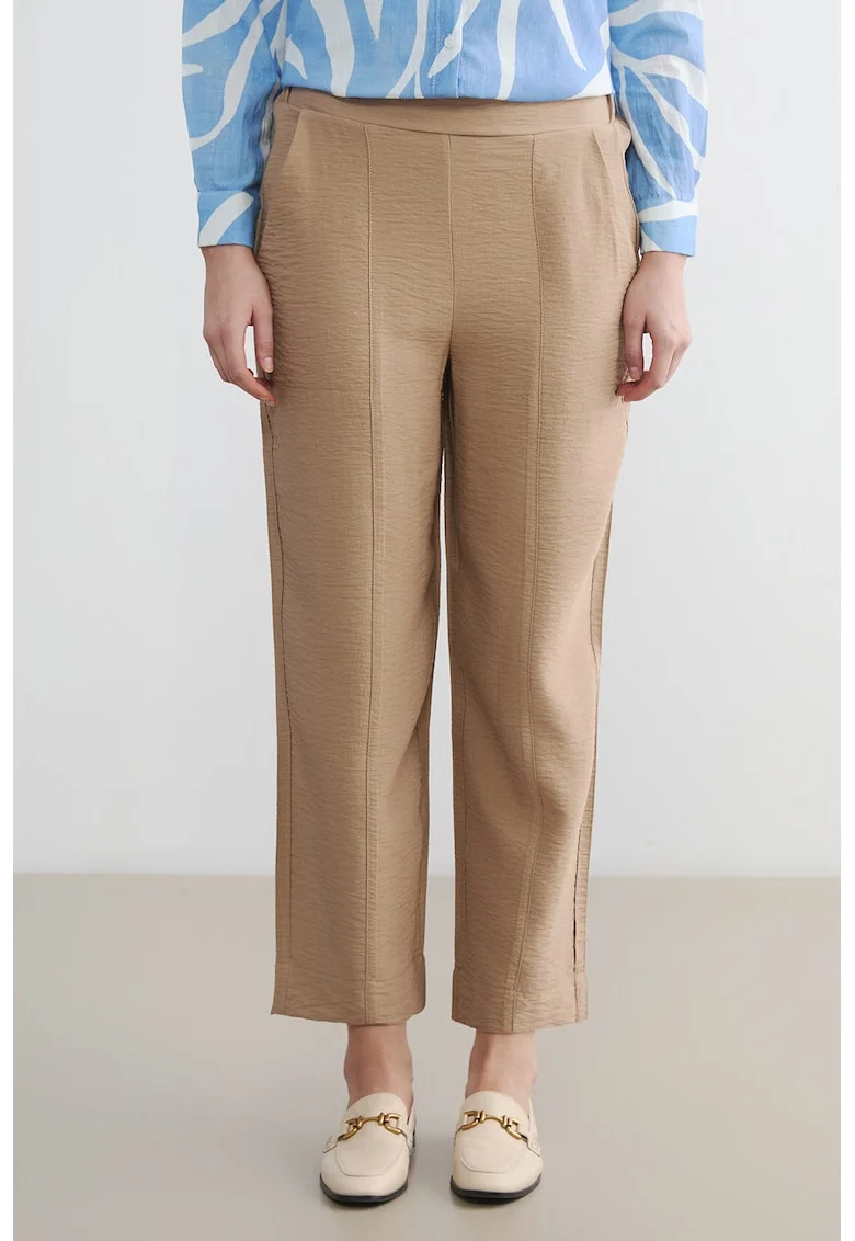 Pantaloni relaxed-fit cu buzunare laterale, Maro camel