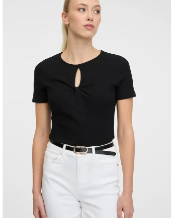 Tricou cu decupaj lacrima, Negru