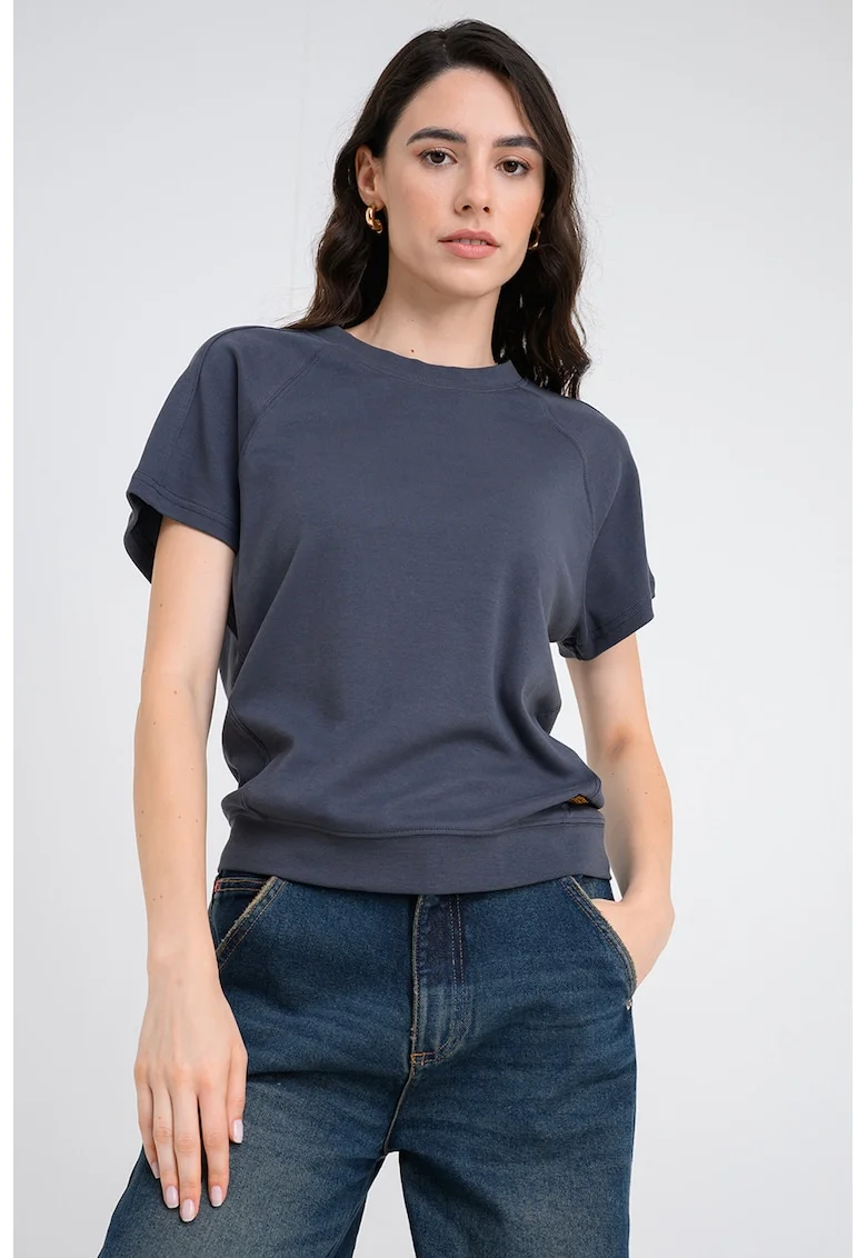 Tricou din bumbac organic cu maneci raglan, Gri carbune
