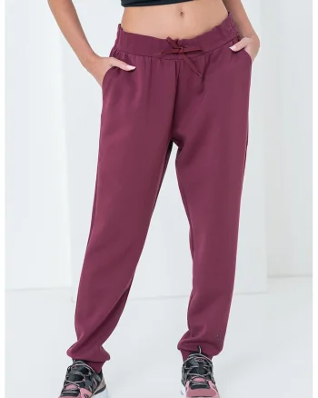 Pantaloni de trening cu logo si snur, Violet tyrian