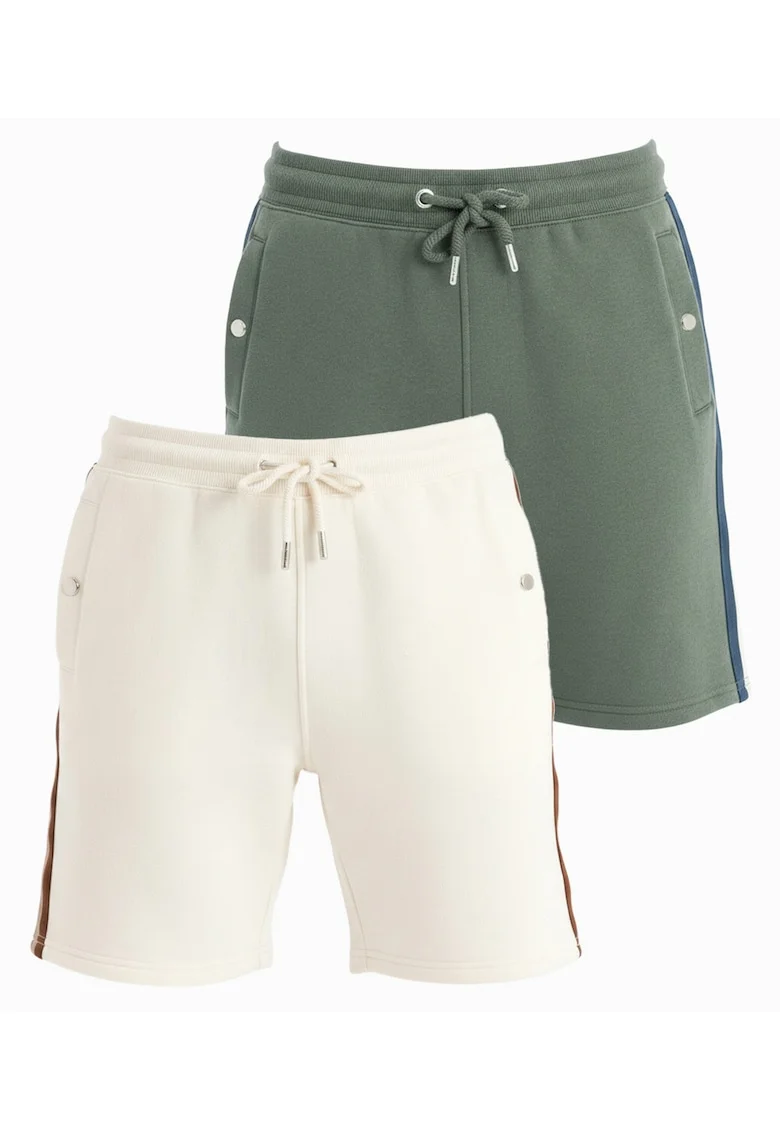 Set pantaloni scurti barbati sportivi cu elastic si buzunare, 2 piese, Multicolor
