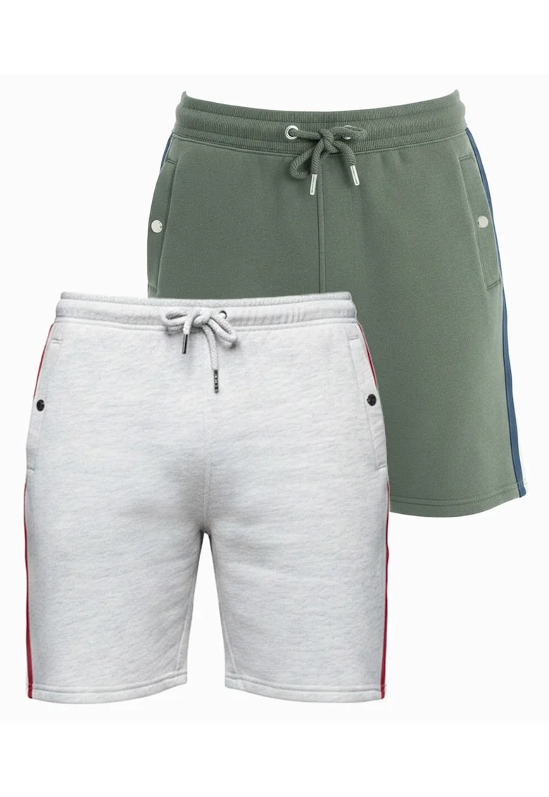Set pantaloni scurti barbati sportivi cu elastic si buzunare, 2 piese, Multicolor