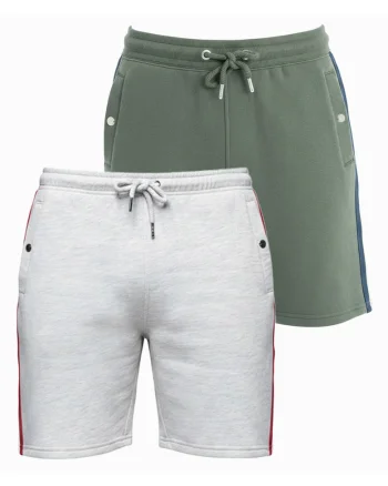 Set pantaloni scurti barbati sportivi cu elastic si buzunare, 2 piese, Multicolor